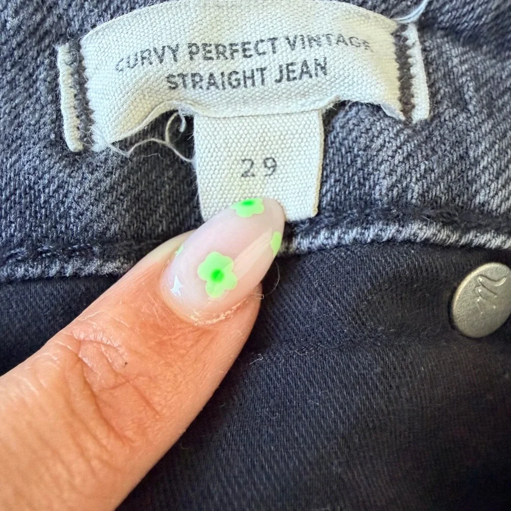 Madewell Womens Curvy Perfect Vintage Straight Jeans‎ Raw Hem Size 29 Gray Wash